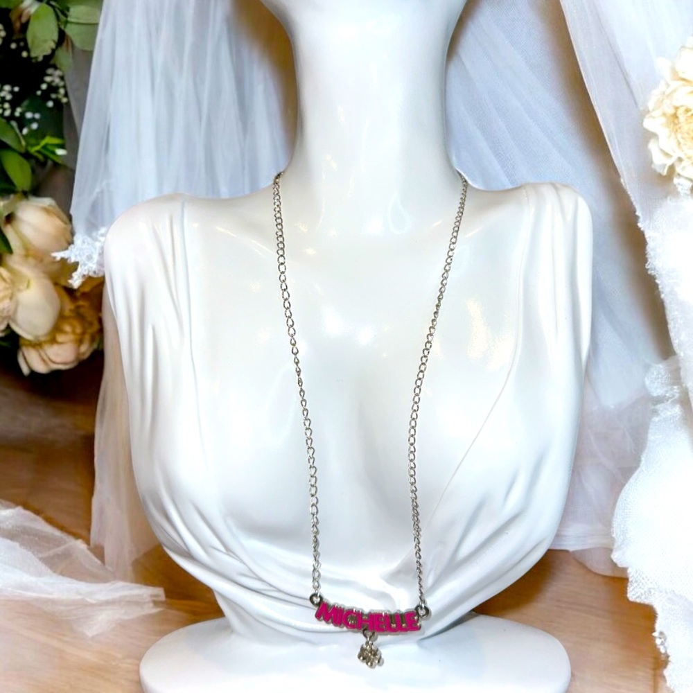 “Michelle” & plumeria flower charm•18” necklace